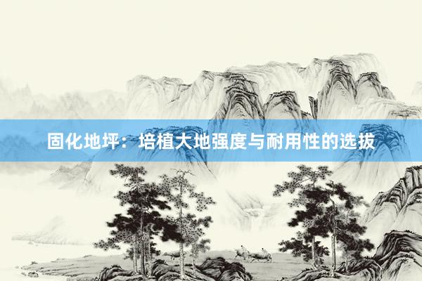 固化地坪：培植大地强度与耐用性的选拔